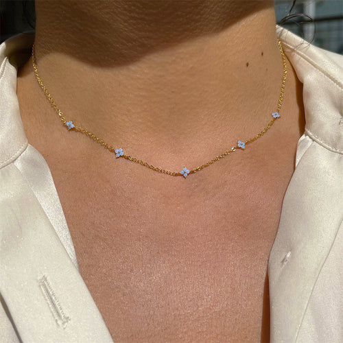 Blue Flower Vacation Necklace - Beach & Summer Travel Jewelry for Women