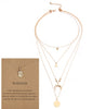 Boho Multi-Layer Moon Necklace - Elegant Gold Wafer Pendant for Women