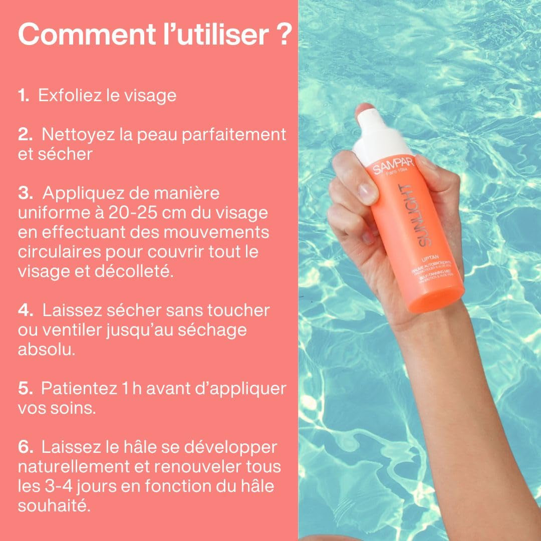 Selbstbräunender Sprühnebel Für Gesicht Mit Probiotika, Pflanzliches DHA & Aloe Vera – Sunlight Uptan  – Natürliche & Leuchtende Bräunung – Streifenfrei – Geruchlos – Für Alle Hauttypen