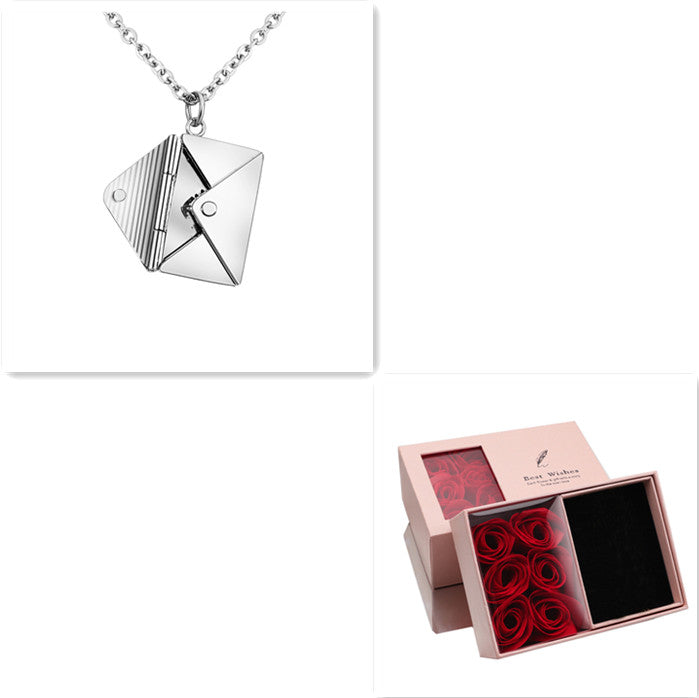 Envelope Secret Message Necklace - Love Letter Pendant Gift for Her