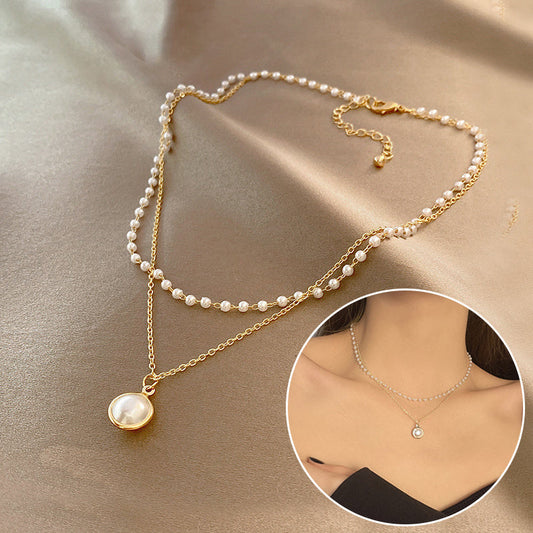Summer Double-layer Pearls Necklace INS Fashion Clavicle Chain