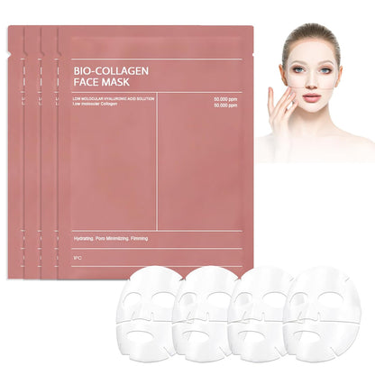 Bio Collagen Mask Korean, Koreanische Gesichtsmaske, Glass Skin Mask, Overnight Collagen, Feuchtigkeitsmaske Gesicht, Feuchtigkeitsspendend, Lifting Und Anti-Aging, 4 Stück