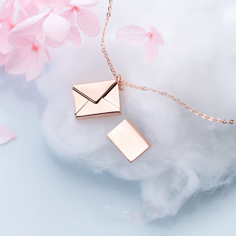 Envelope Secret Message Necklace - Love Letter Pendant Gift for Her