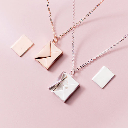 Envelope Secret Message Necklace - Love Letter Pendant Gift for Her