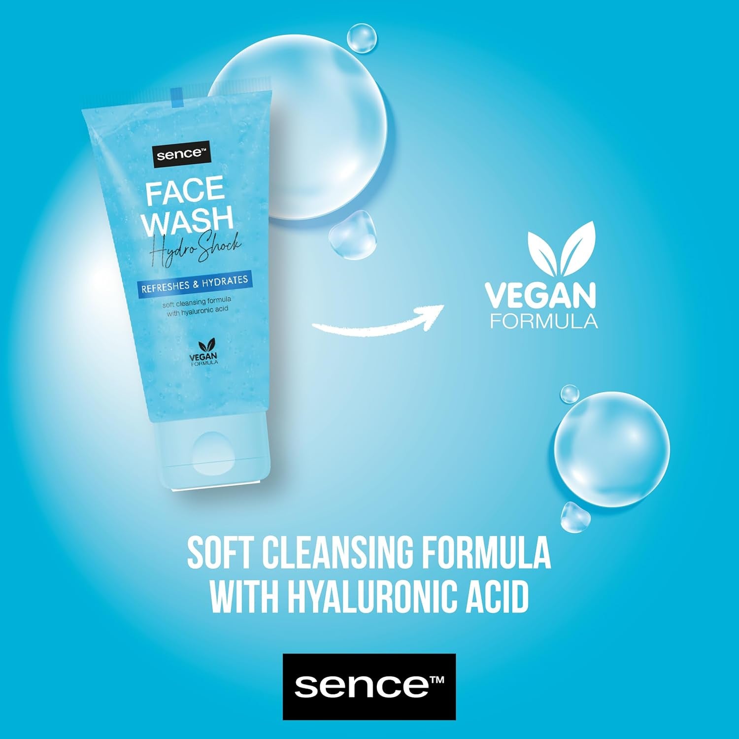 Sence Hydro Shock Gesichtswaschgel, Beauty Face Wash Face Care, Vegan Kosmetik Mit Rizinusöl, Glycerin Und Panthenol, Tägliche Gesichtspflege Für Männer Und Frauen 1Er Pack (1 X 150Ml)