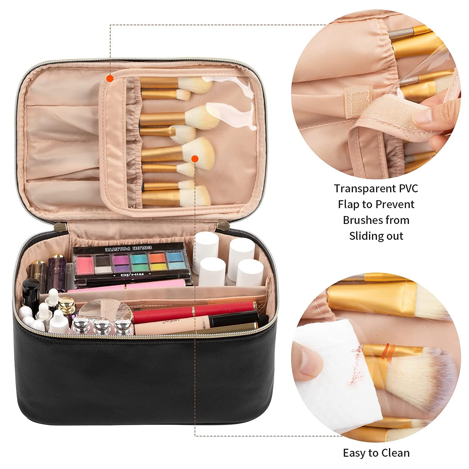 Kosmetiktasche Damen, Groß Make up Tasche Reise Kosmetikkoffer Für Frauen Travel Makeup Bag Cosmetic Bag Mit Griff Und Teiler