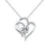 Zircon Double Heart Necklace - Personalized Titanium Jewelry for Women