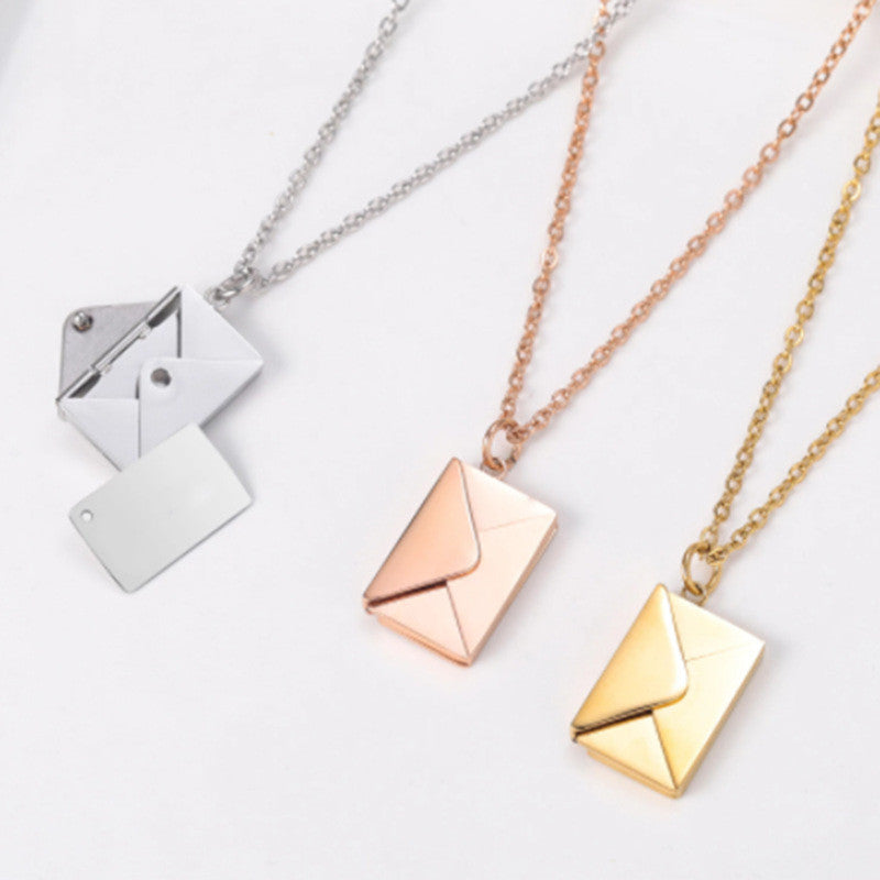 Envelope Secret Message Necklace - Love Letter Pendant Gift for Her