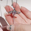 Moving Angel Wings Cupid Necklace - Crystal Heart Tassel Jewelry for Women