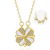 Stainless Steel Clover Necklace - Luxury Crystal Heart Pendant for Women