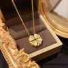 Stainless Steel Clover Necklace - Luxury Crystal Heart Pendant for Women