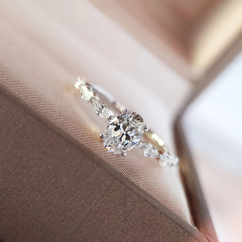Dainty Women Engagement Rings AAA Cubic Zircon Silver Color Delicate Proposal Ring for Lover High Quality Wedding Jewelry