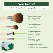 Ecotools Core Five Make-Up-Pinsel- Und Schwamm-Set, Für Lidschatten, Rouge, Bronzer, Eyeliner Und Foundation, Make-Up Blending Schwamm, Pinsel Essentials, 5-Teiliges Set