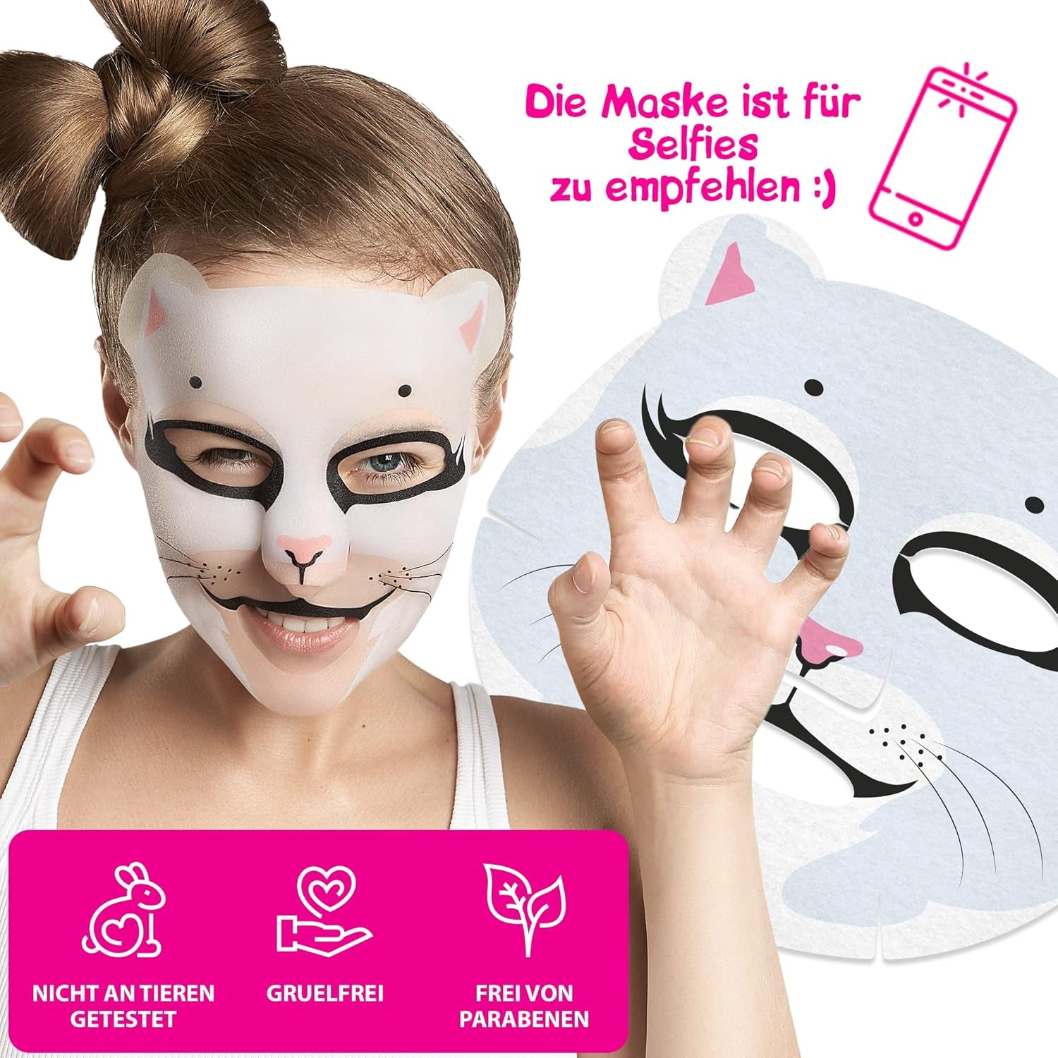 7Days Tuchmasken Gesicht Set Animal Mit Feuchtigkeitsspendend Und Anti-Falten-Wirkung Natürlichen Extrakten Und Vitaminen Beauty Gesichtsmaske Frauen Männer Mädchen Für Korean Skincare 4 Stück