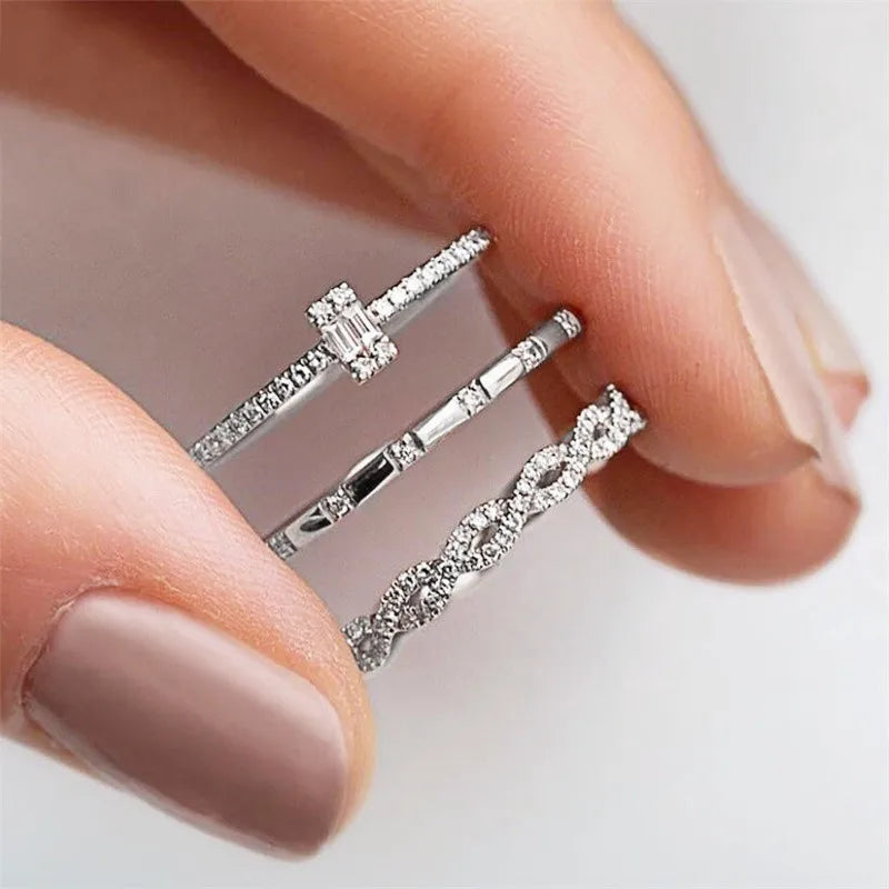 2021 New Trend Thin Rings for Women Silver Color/Rose Gold Color Statement Ring Wedding Engagement Jewelry Drop Shipping