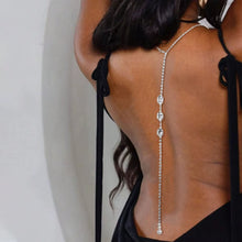 1 Women'S Luxurious Elegant Waterdrop Rhinestone Back Chain Suitable for Nightclub Party Banquet Dress Matching Body Chain