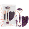 Amethyst Facial Roller Set with Gua Sha Stone and 10ml Aventurine Oil Crystals - Facial Massage Tool for Face and Eyes