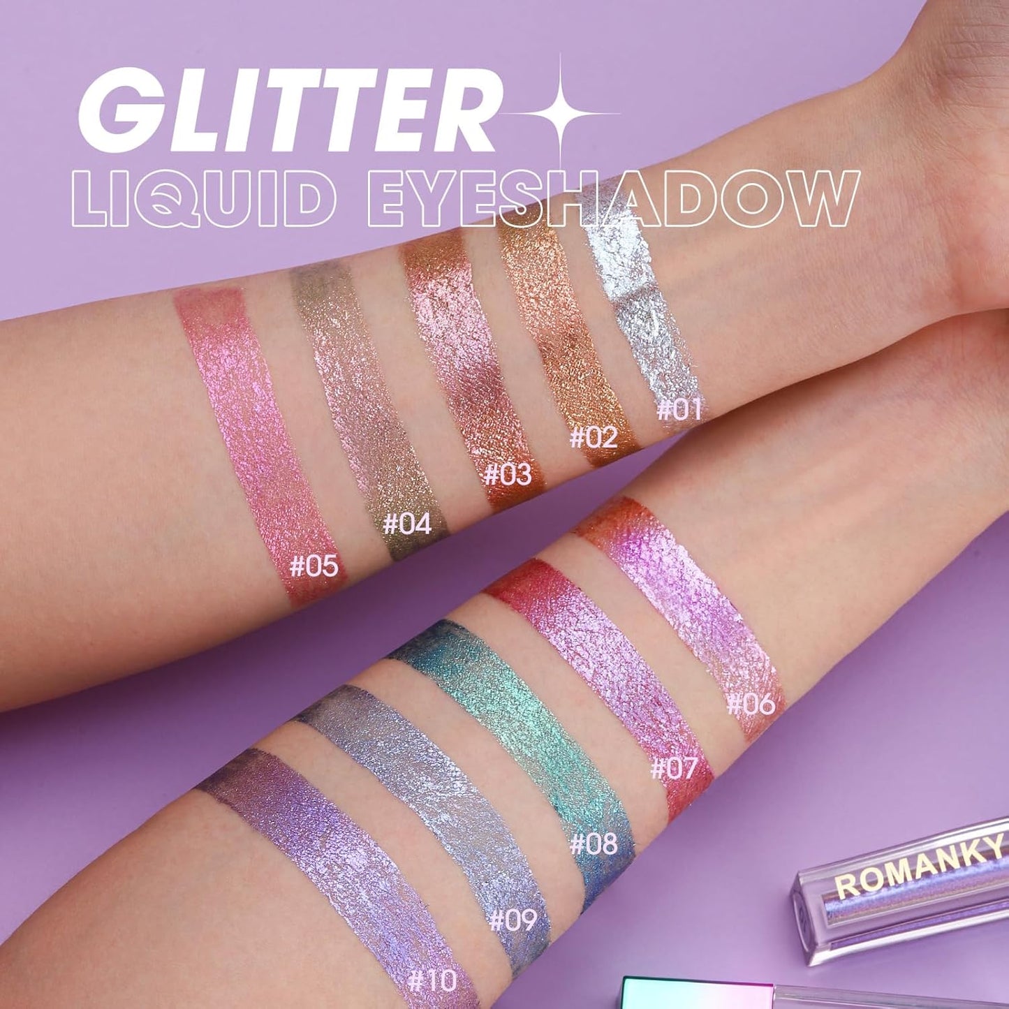 10 Farben Flüssiges Glitter, Lidschatten Make-Up Set, Metallic Matt Schimmer Nude Smoky Eye Make-Up Sieht Wasserdicht Und Langlebig Schnell Trocknend Lidschatten Kosmetik Kit Für Woman Girl