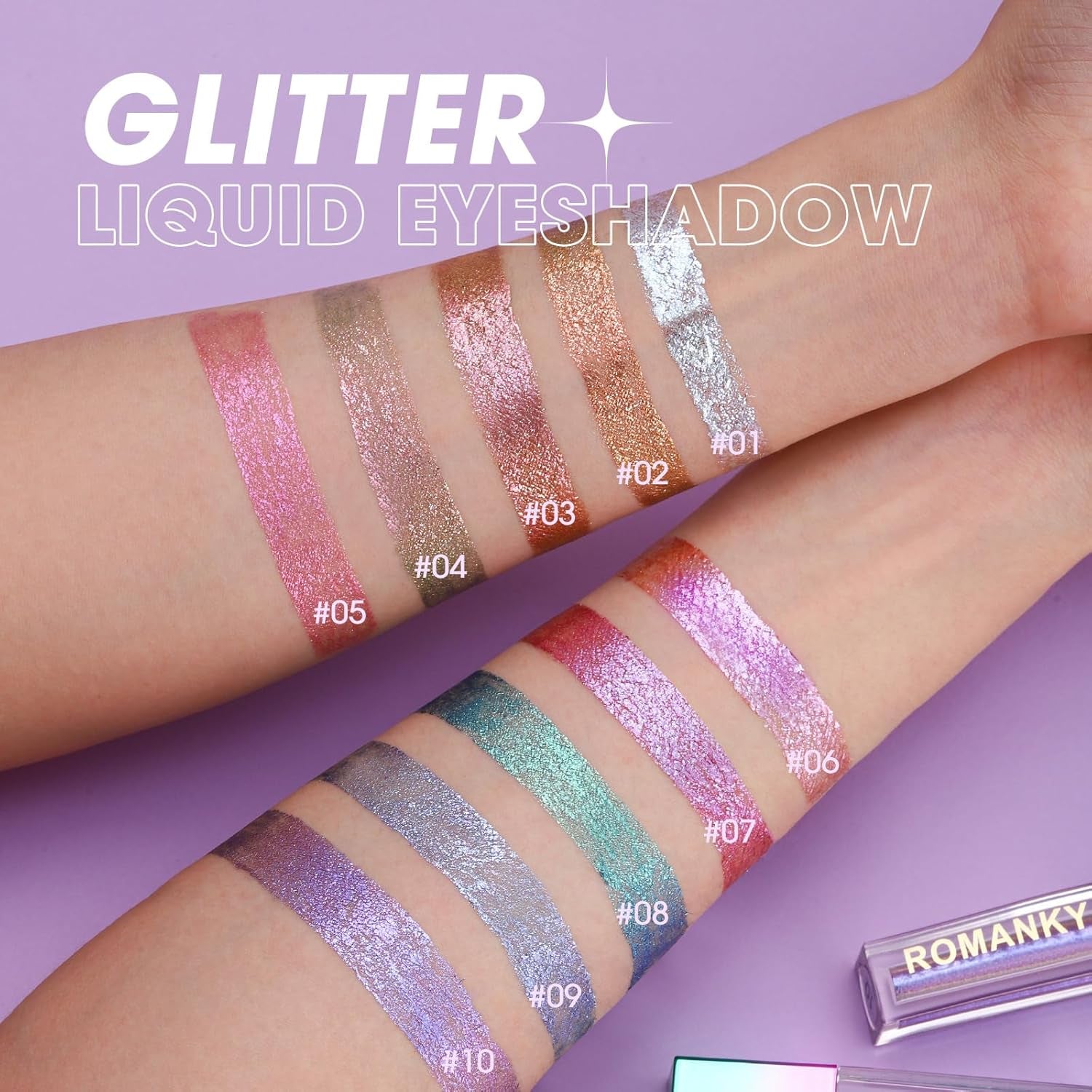 10 Farben Flüssiges Glitter, Lidschatten Make-Up Set, Metallic Matt Schimmer Nude Smoky Eye Make-Up Sieht Wasserdicht Und Langlebig Schnell Trocknend Lidschatten Kosmetik Kit Für Woman Girl