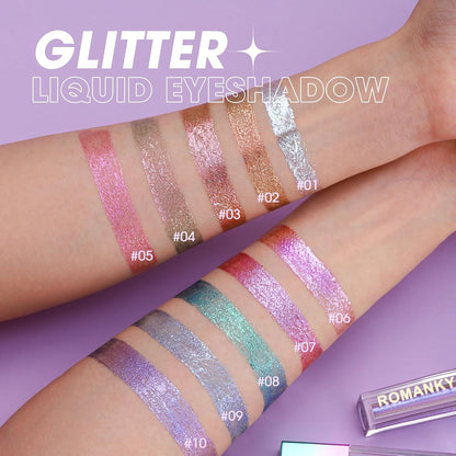 10 Farben Flüssiges Glitter, Lidschatten Make-Up Set, Metallic Matt Schimmer Nude Smoky Eye Make-Up Sieht Wasserdicht Und Langlebig Schnell Trocknend Lidschatten Kosmetik Kit Für Woman Girl