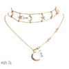 Multi-Layer Star and Moon Necklace - Full Diamond Sparkle Pendant for Women