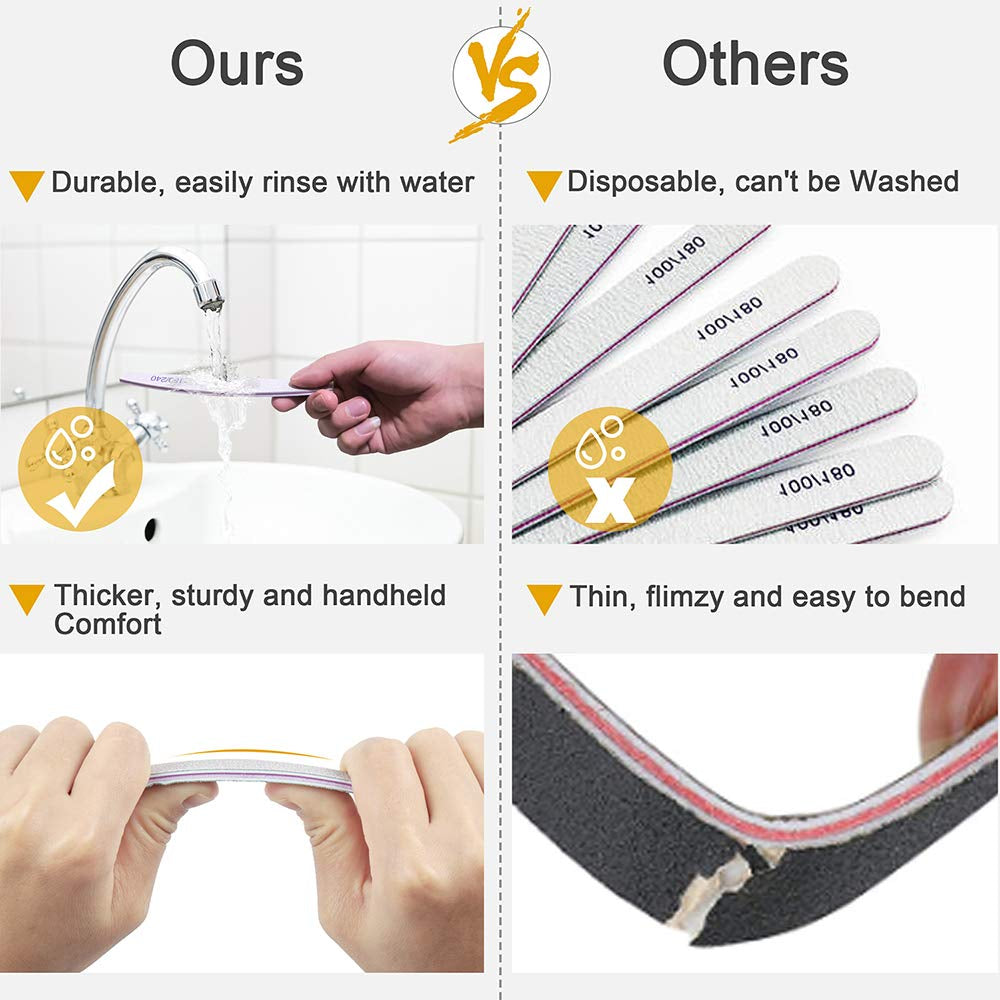 BLESWIN 12 Stück Nagelfeilen, 180/240 Nägelfeilen Für Nägel, Waschbare Und Wiederverwendbare Nagelfeilen, Doppelseitige Nagelfeilen Für Nagelstudio Und Zuhause …