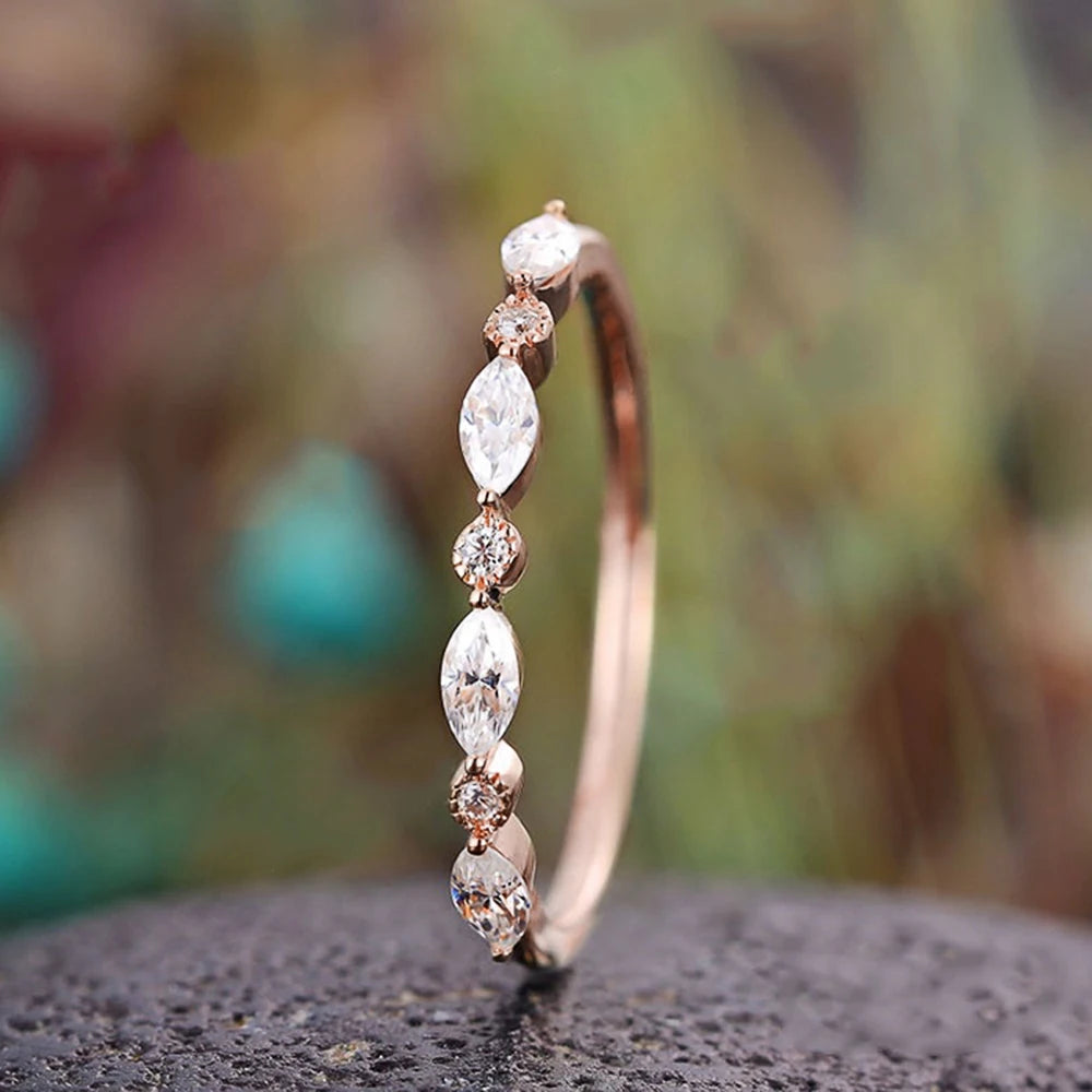 Chic Thin Rings with Cubic Zirconia for Women Simple Stylish Daily Wear Finger Accessories Stackable Statement Jewelry