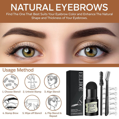Augenbrauen Stempel Schablonen Wiederverwendbares Makeup Brauenpuder Augenbrauenstempel Kit Augenbrauenstempel Geeignet Für Frauen Brauenformung Wasserdichtes Make up Kosmetikset-Dunkelbraun