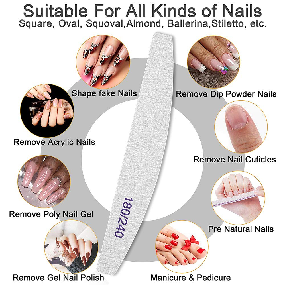 BLESWIN 12 Stück Nagelfeilen, 180/240 Nägelfeilen Für Nägel, Waschbare Und Wiederverwendbare Nagelfeilen, Doppelseitige Nagelfeilen Für Nagelstudio Und Zuhause …