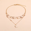 Multi-Layer Star and Moon Necklace - Full Diamond Sparkle Pendant for Women