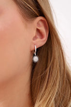 Silver Plated Sun Earrings with White Zircon Stone