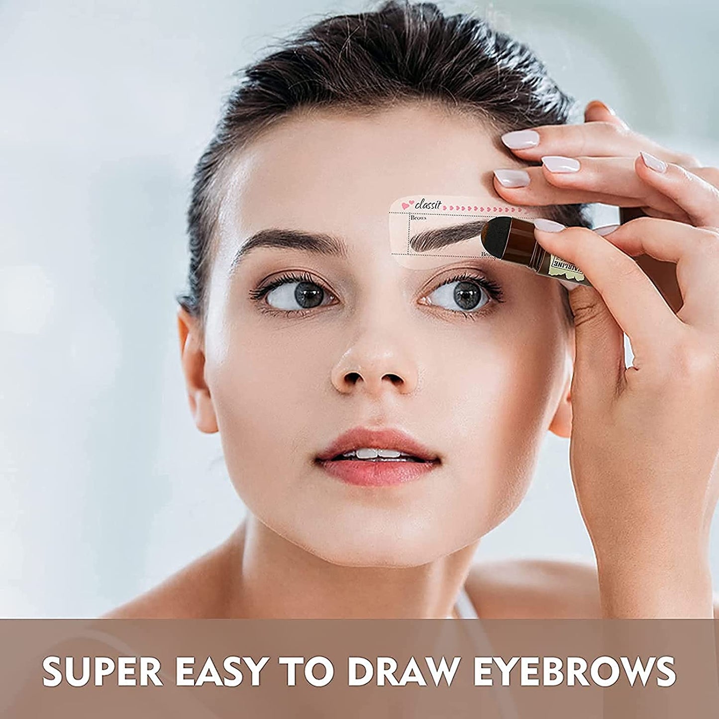 Augenbrauen Stempel Schablonen Wiederverwendbares Makeup Brauenpuder Augenbrauenstempel Kit Augenbrauenstempel Geeignet Für Frauen Brauenformung Wasserdichtes Make up Kosmetikset-Dunkelbraun