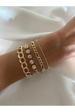 White Stone Bracelet Set Four Piece Layered Adjustable Elegant Fashion Jewelry Gift for Her