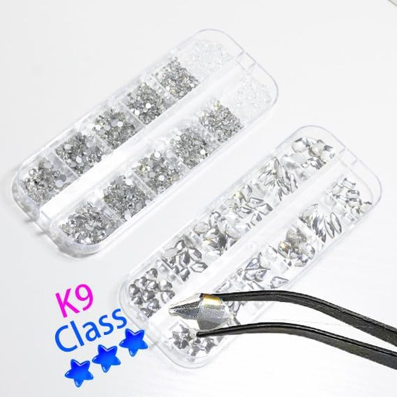 2680Stk Glitzersteine Gesicht Selbstklebend Klein, Kristallrhinestones Mit Glitzersteine Runde Gems, Nagelkunst Strass Nagel Steinchen, Nagel Steine Kristall Klar Für Nägel Pick up Stift+ Pinzette