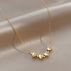 Stainless Steel Clover Necklace - Luxury Crystal Heart Pendant for Women