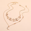 Multi-Layer Star and Moon Necklace - Full Diamond Sparkle Pendant for Women