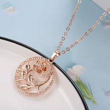 Hot 585 Rose Gold Hollow Flowers Necklace for Women Fashion Natural Zircon Wedding Party Daily Ethnic Jewelry 2023 New